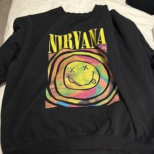 Boohoo Black Nirvana Graphic Sweatshirt